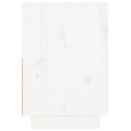 Нощно шкафче, бяло, 60x34x51 см, борово дърво масив