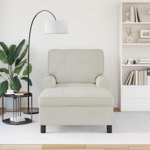 Шезлонг Лаунж с възглавница Крем 91 x 157 x 91 см Кадифе