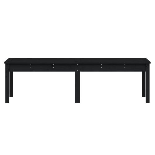 2-местна градинска пейка, черна, 159,5x44x45 см, бор масив