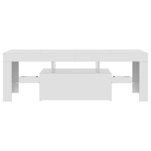 ТВ шкаф с LED осветление, бял гланц, 120x35x40 см