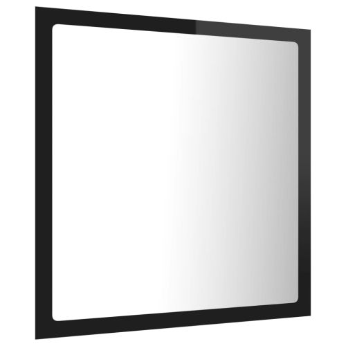 LED огледало за баня, черен гланц, 40x8,5x37 см, акрил