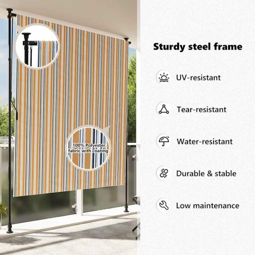 Външна ролетна щора, жълто и бяло, 200x270 см, плат и стомана