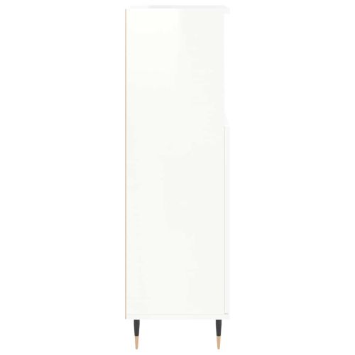 Шкаф за баня, бял гланц, 30x30x100 см, инженерно дърво