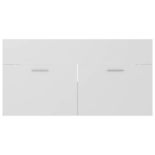 Комплект мебели за баня, бял, инженерно дърво