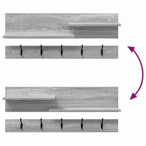 Стенен закачалка за палта с рафт Сив Сонома 90 x 15 x 36 см