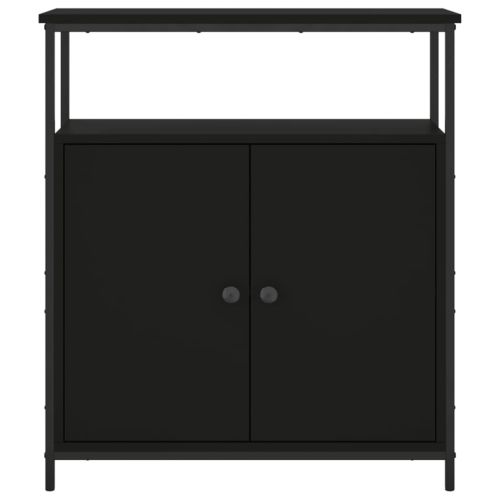 Сайдборд, черен, 70x30x80 см, инженерно дърво