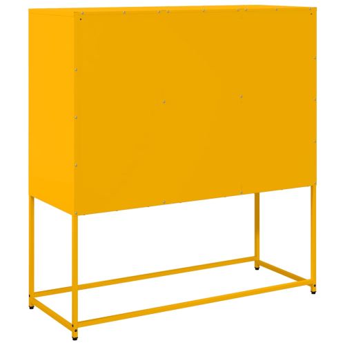 Бюфет, горчица жълто, 100,5x39x107 см, студеновалцувана стомана