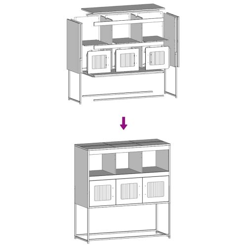 Бюфет, горчица жълто, 100,5x39x107 см, студеновалцувана стомана