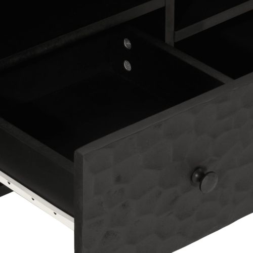 ТВ шкаф, черен, 100x33x46 см, мангово дърво масив