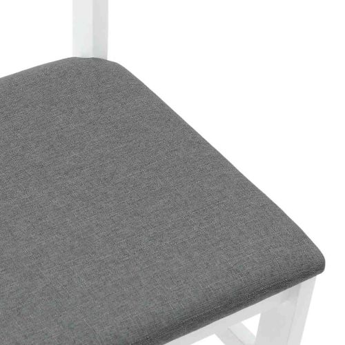 Трапезни столове с възглавници 2 бр Бяла масивна дървесина гума