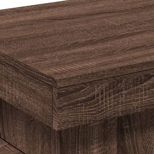 Маса за кафе с LED осветление, кафяв дъб, 50x50x40 см