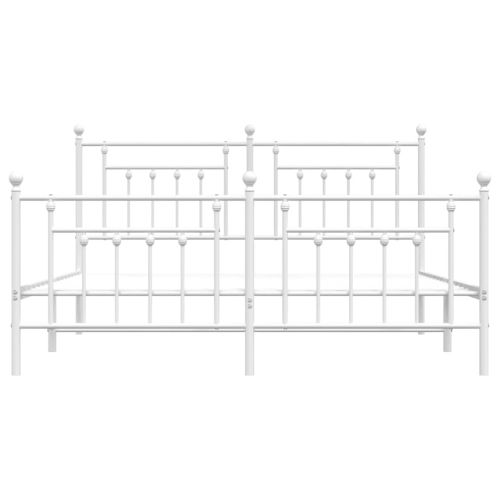 Метална рамка за легло с горна и долна табла, бяла, 180x200 см