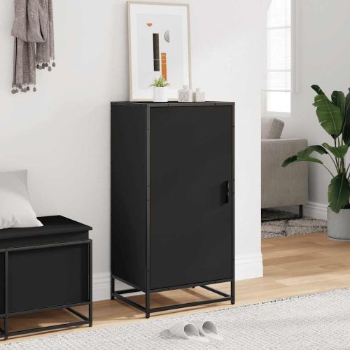 Етажерка за обувки, черна, 48x38x97,5 см, инженерно дърво