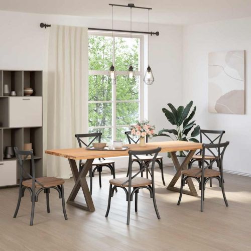 Крака за трапезарна маса, 2 бр., естествена стомана, 70 x (72-73,3) см, стомана