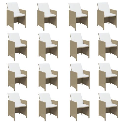 Градински комплект с възглавници 21 части бежов полиратан