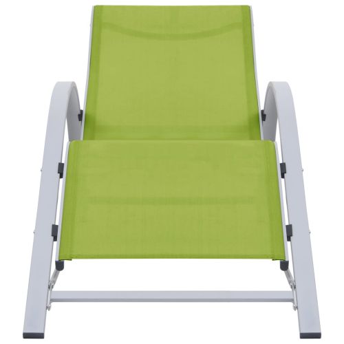 310540 Sun Loungers 2 pcs with Table Aluminium Green