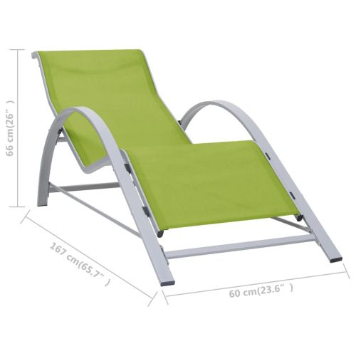 310540 Sun Loungers 2 pcs with Table Aluminium Green