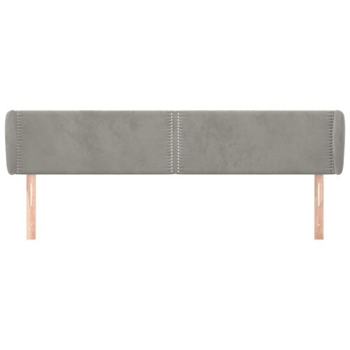 Горна табла за легло с уши, светлосива, 163x23x78/88 см, кадифе