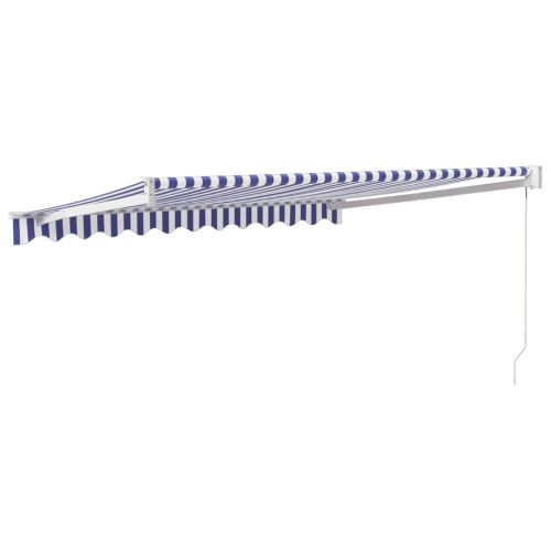 Прибираща се тента синьо и бяло 3x2,5 м плат и алуминий