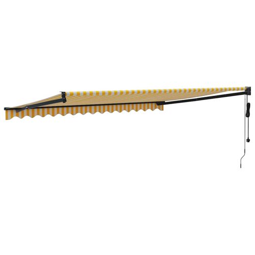 Автоматично прибираща се тента, жълто и бяло, 4x3 м