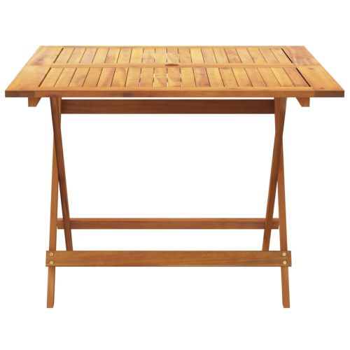 Градински трапезен комплект, 5 части, таупе, плат и дърво масив