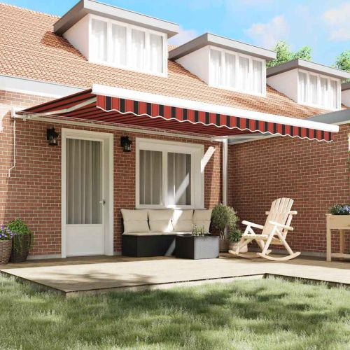 Сгъваем навес Червен и Черен 450 × 300 cm Текстил и Метал