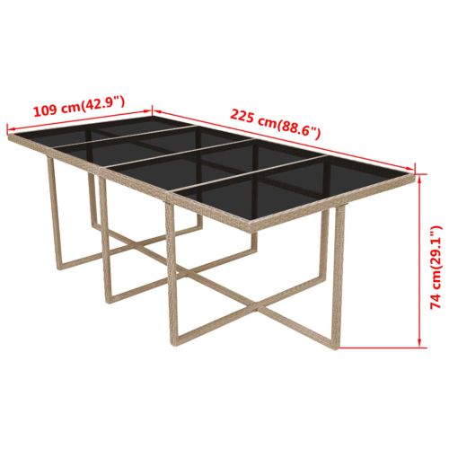 Градински комплект с възглавници, 13 части, бежов полиратан