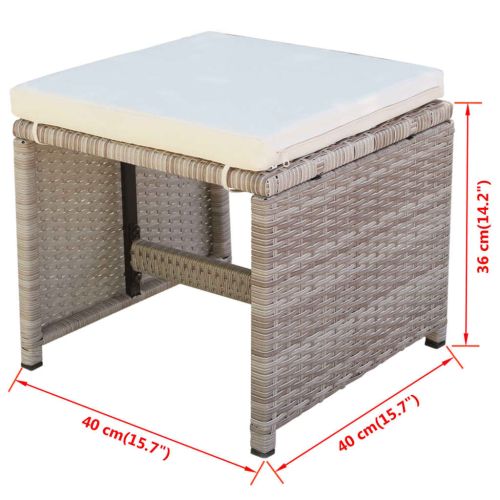 Градински комплект с възглавници, 13 части, бежов полиратан