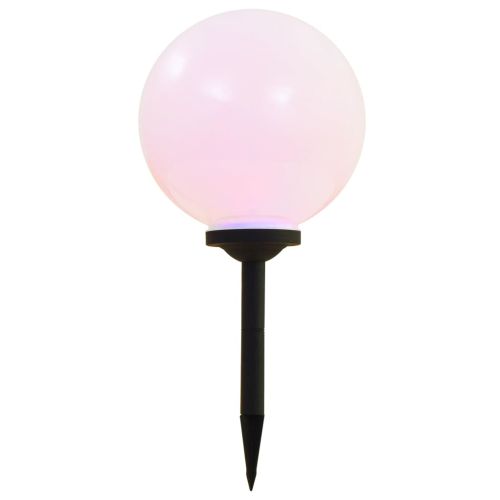 Градински соларни лампи, LED, 2 бр, сферични, 30 см, RGB