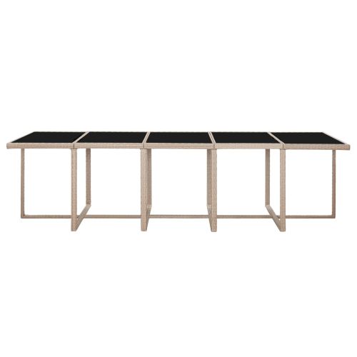 Градински комплект с възглавници, 15 части, бежов полиратан