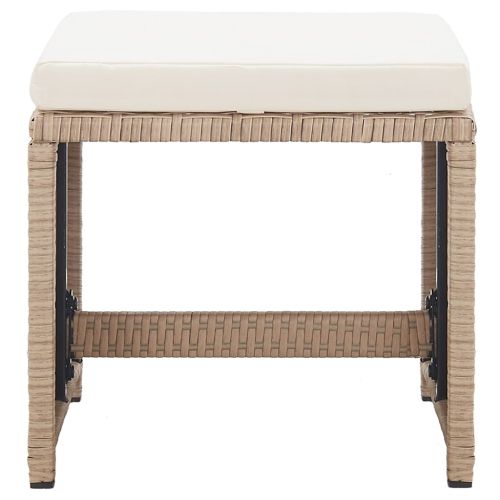 Градински комплект с възглавници, 15 части, бежов полиратан