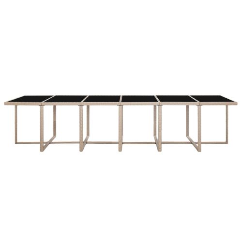 Градински комплект с възглавници, 17 части, бежов полиратан