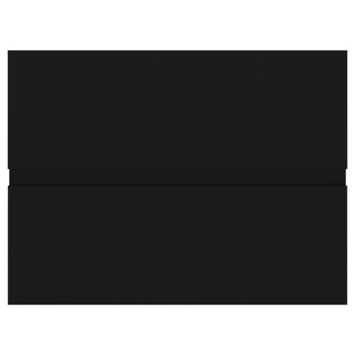 Шкаф за баня с вградена мивка, черен, инженерно дърво