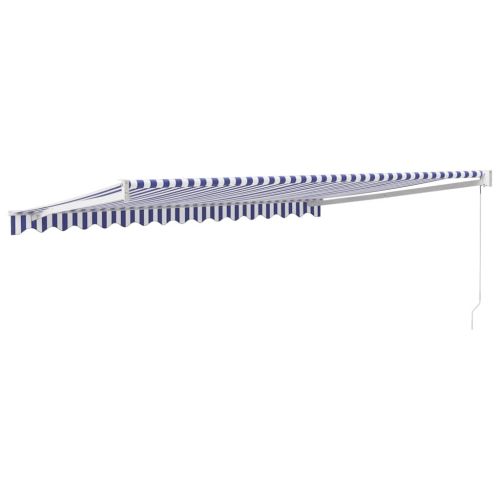 Прибираща се тента синьо и бяло 4,5x3 м плат и алуминий