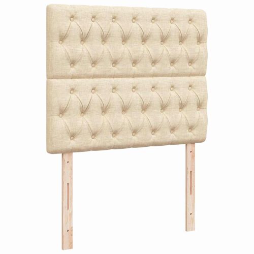 Боксспринг легло с матрак и LED, кремаво, 120x190 см, плат