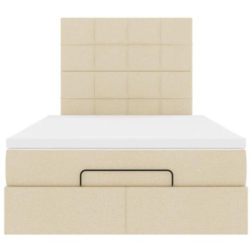Османска легло с матрак, кремаво, 120x190 см, плат