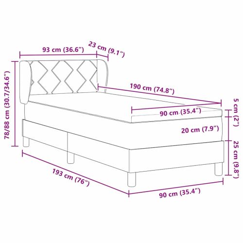 Легло с пружинирана основа с матрак Таупе 90 x 190 cm текстил