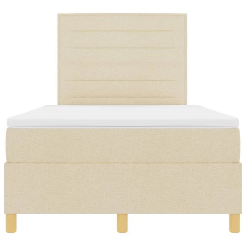 LED кутия за пружини с легло с матрак Крем 120 x 190 cm текстил