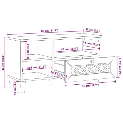 ТВ Единици с чекмедже Бяло 80 x 33 x 46 см Инженерно дърво