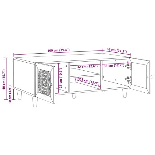 Масичка за кафе с рафт с врата Бежово Размер 100 x 54 x 40 см