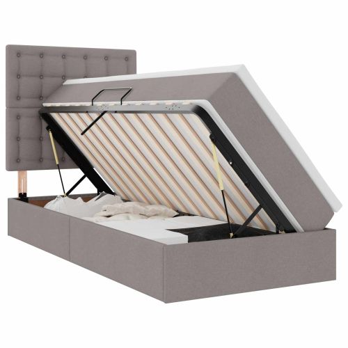 Легло с място за съхранение и LED Таупе 90 x 190 cm Полиестер