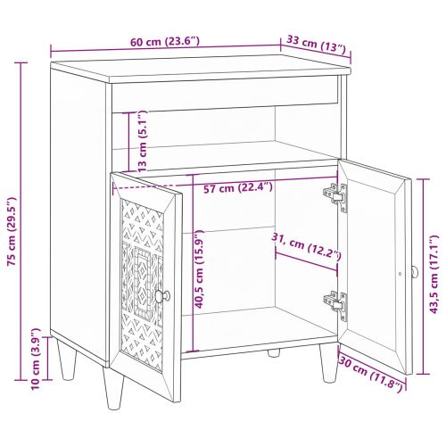 Служебен шкаф Бяло 33.5 х 60 х 75 см