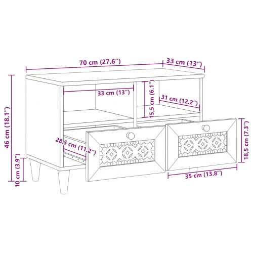ТВ Единици с чекмедже Бяло 70 x 33 x 46 см Инженерно дърво