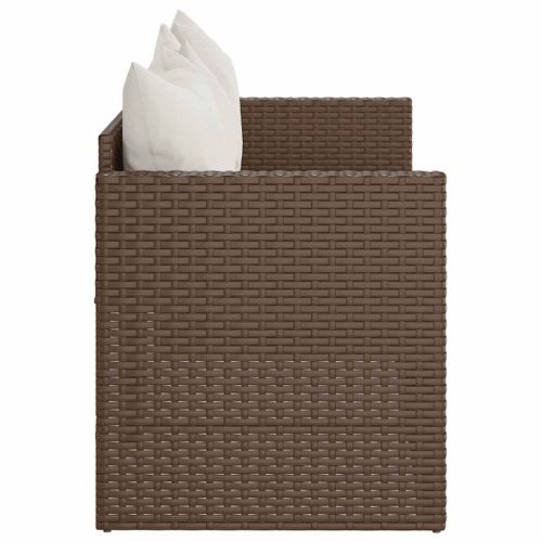 3-местен градински диван с възглавници, кафяв, полиратан