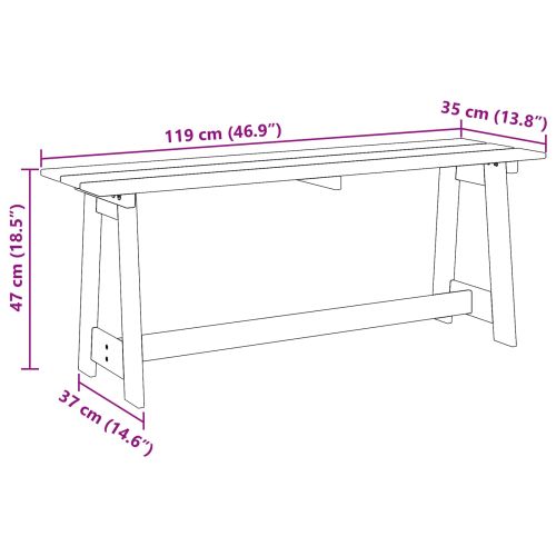 Външна пейка Кафяво 119 x 47 x 35 см Солидно борово дърво