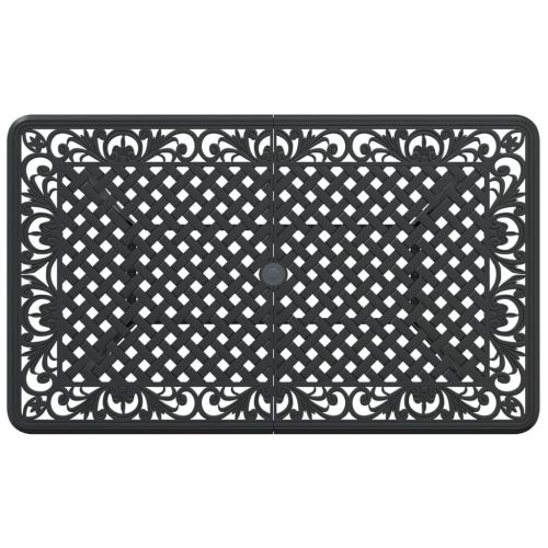 Градинска маса, черна, 150x90x72 см, лят алуминий