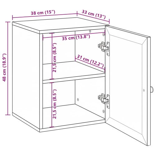 Шкаф за баня с врата Бяло 38 x 33 x 48 см Инженерно дърво