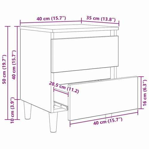 Шкаф за легло Черния дъб 40 x 35 x 50 см Инженерно дърво