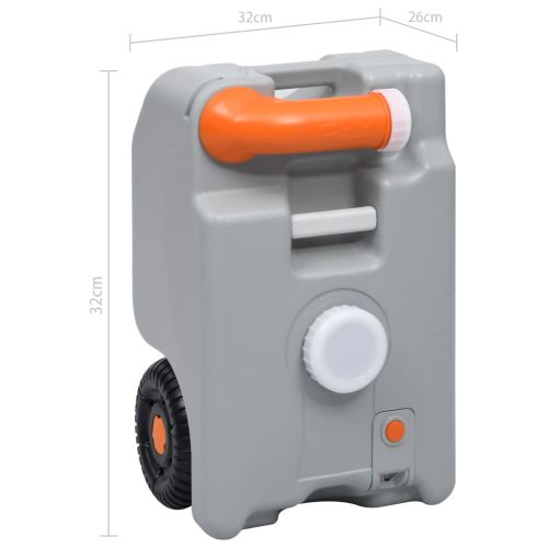 Резервоар за вода на колела за къмпинг, 25 л, сив