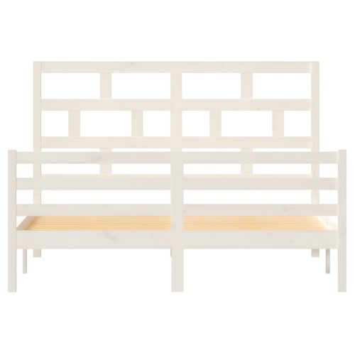 Рамка за легло, бяла, борово дърво масив, 160х200 см